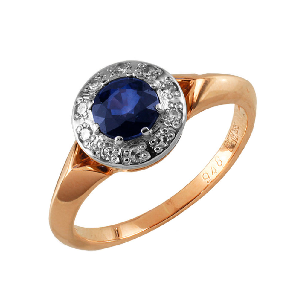 Inel din aur roșu cu pietre Diamant, Safir