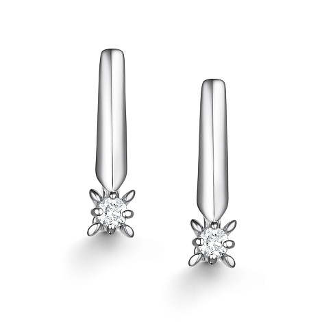 Cercei din aur alb cu pietre Diamant