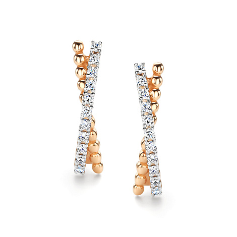 Cercei din aur roșu cu pietre Diamant