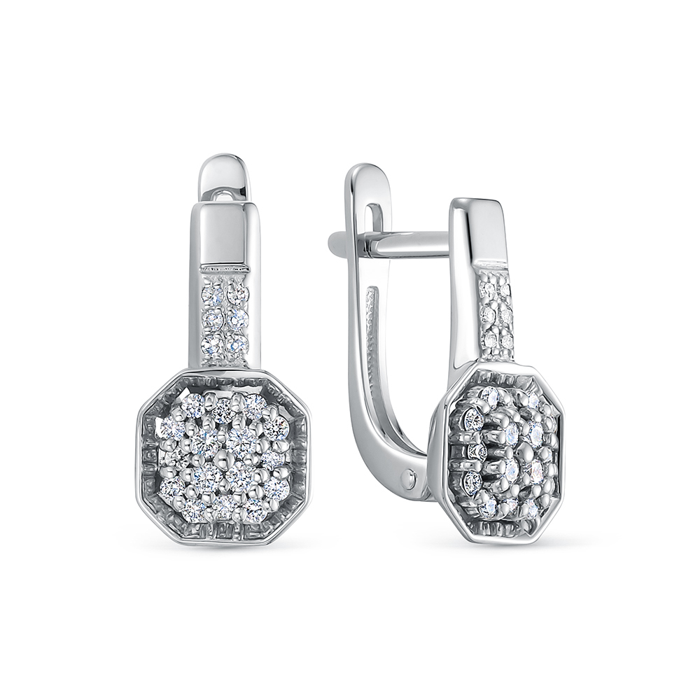 Cercei din aur alb cu pietre Diamant