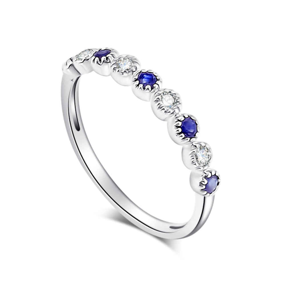 Inel din aur alb cu pietre Diamant, Safir