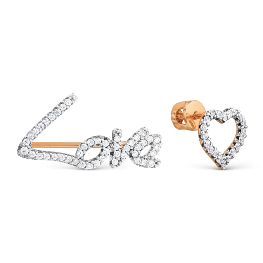 Cercei Pusete din aur roșu cu Cubic Zirconia Incolor