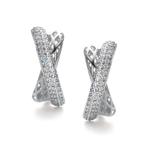 Серьги из белого золота с камнями Бриллиант