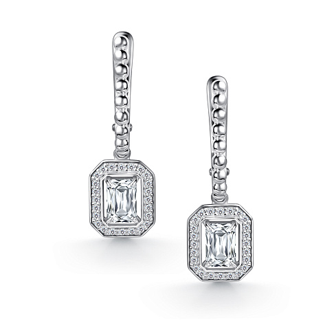 Cercei Suspendați din argint  cu pietre Cubic Zirconia Incolor, Cristal de munte