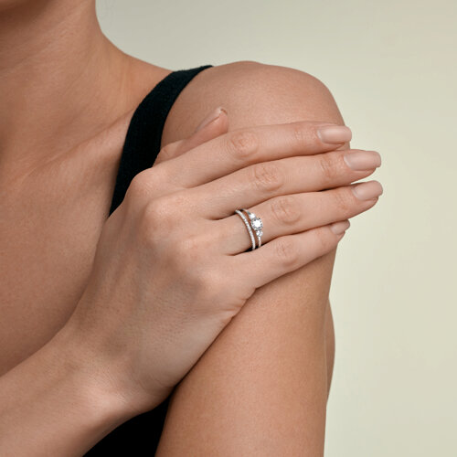 Inel din aur alb cu Cubic Zirconia Incolor