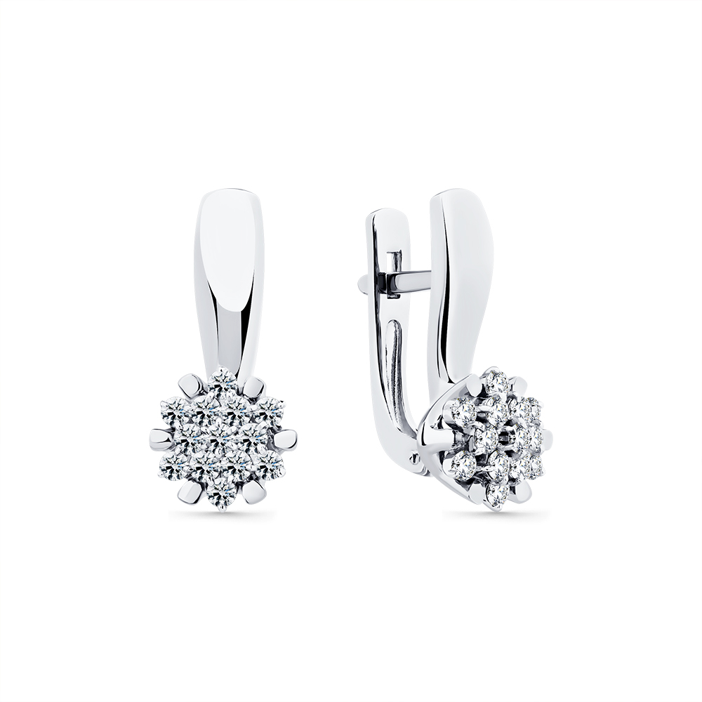 Cercei din aur alb cu pietre Diamant