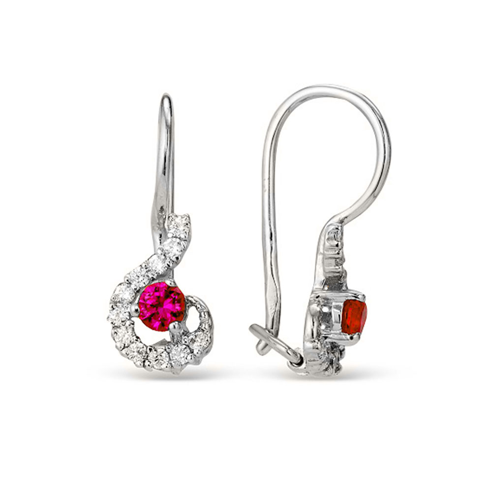 Cercei p-u copii din argint  cu pietre Cubic Zirconia Incolor, Cubic Zirconia Roz