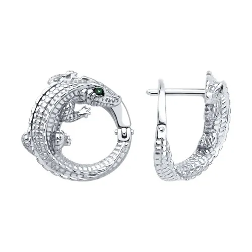 Cercei din argint cu Cubic Zirconia Verde