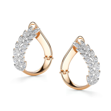 Cercei din aur roșu cu pietre Diamant