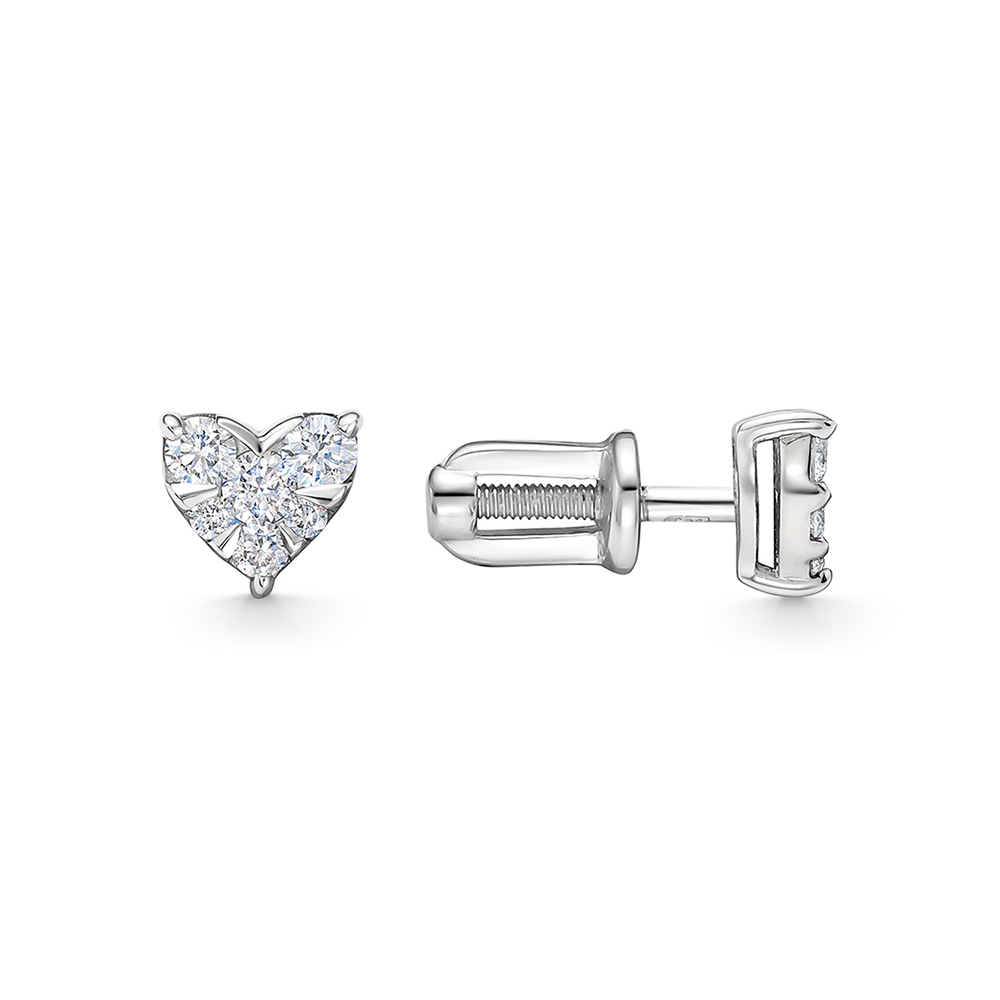 Cercei Pusete din aur alb cu pietre Diamant