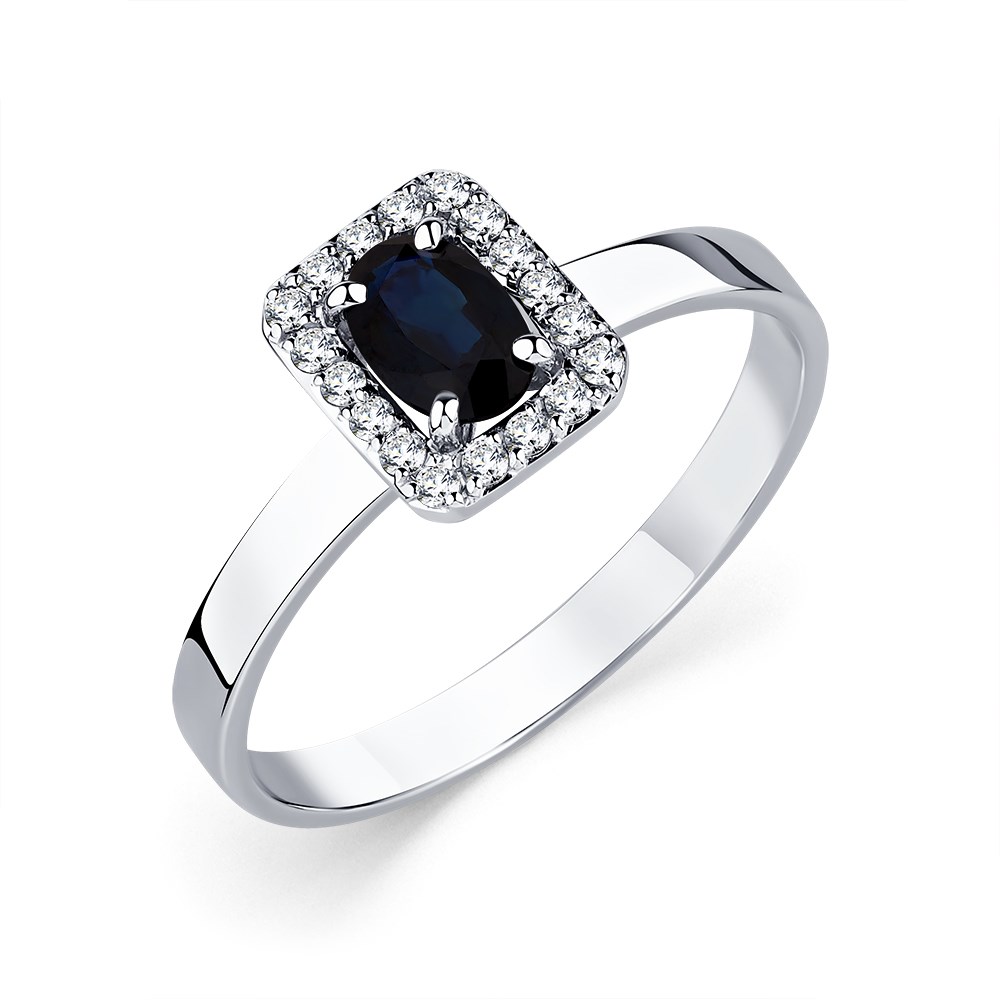 Inel din aur alb cu pietre Diamant, Safir