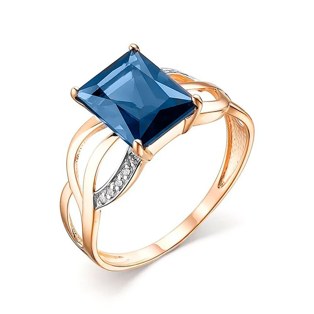 Inel din aur roșu cu Cubic Zirconia Incolor, Topaz London