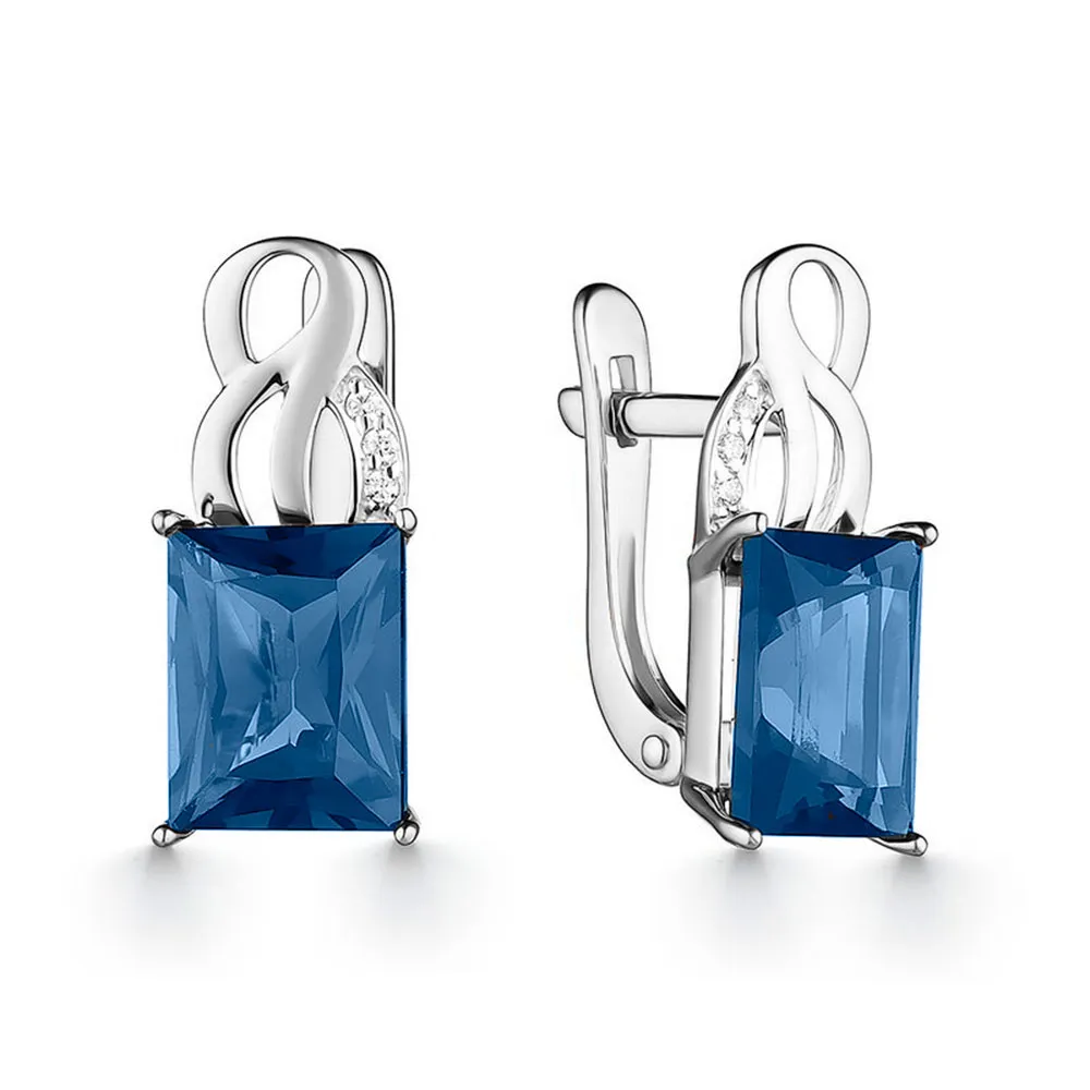 Cercei din aur alb cu Cubic Zirconia Incolor, Topaz London