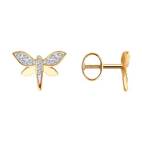 Cercei Pusete din aur roșu cu pietre Cubic Zirconia Incolor