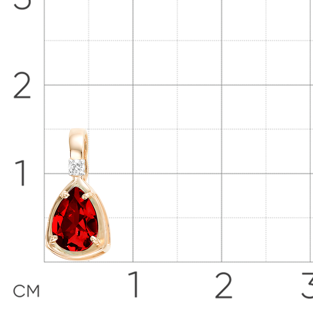 Pandantiv din aur roșu cu pietre Cubic Zirconia Incolor, Granat