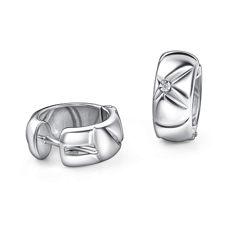 Cercei Creole din argint  cu pietre Diamant