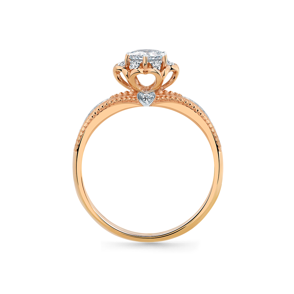 Inel din aur roșu cu pietre Cubic Zirconia Incolor