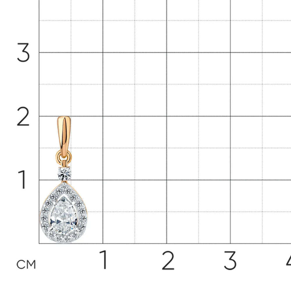 Pandantiv din aur roșu cu Cubic Zirconia Incolor