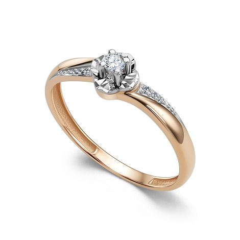 Inel din aur roșu cu pietre Diamant