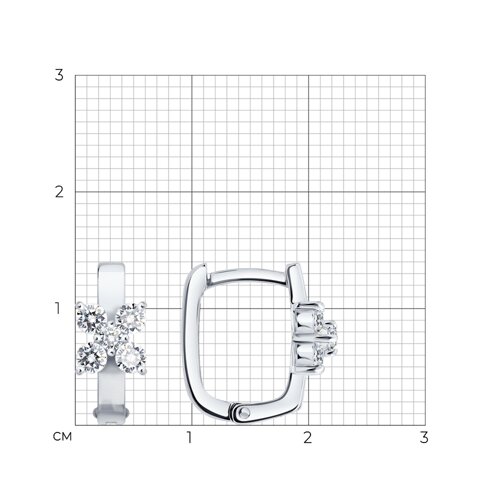 Cercei Creole din aur alb cu pietre Cubic Zirconia Incolor