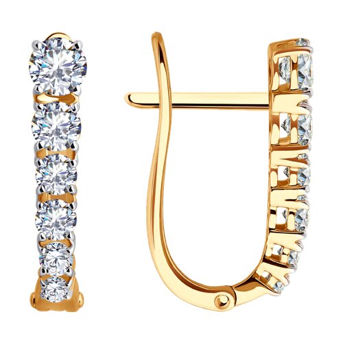 Cercei din aur roșu cu pietre Cubic Zirconia Incolor