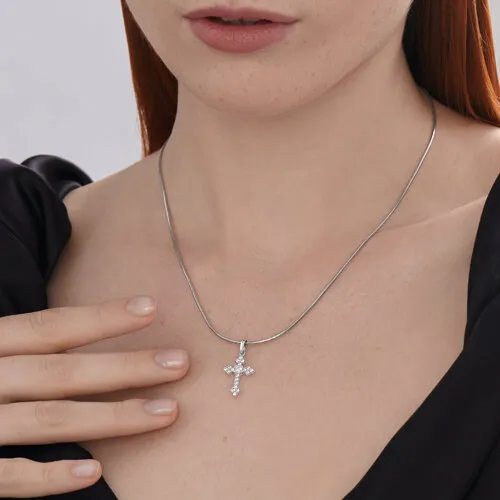 Cruce din argint cu Cubic Zirconia Incolor