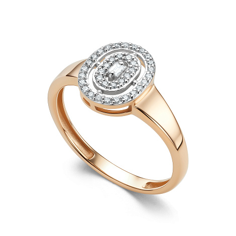Кольцо из красного золота с камнями Бриллиант