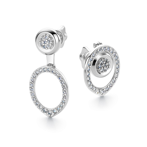 Cercei Pusete din aur alb cu pietre Diamant