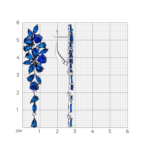 Cercei Suspendați din argint  cu pietre Cubic Zirconia Albastru Safir