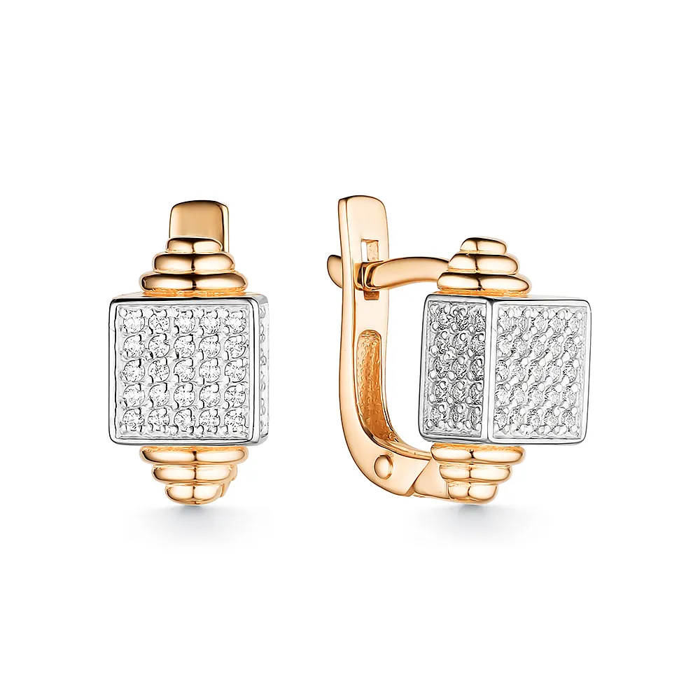 Cercei din aur roșu cu Cubic Zirconia Incolor