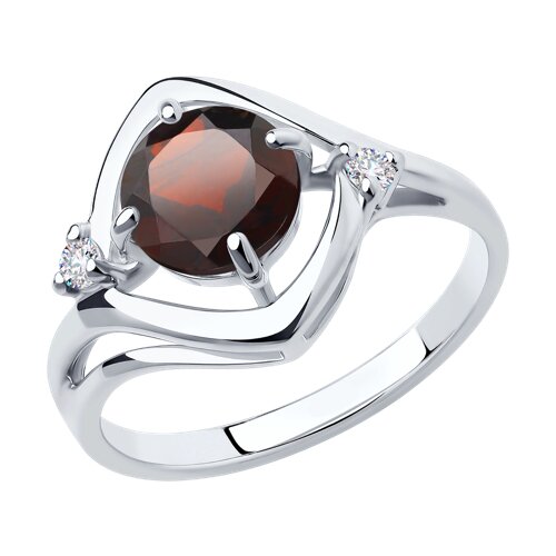 Inel din argint  cu pietre Cubic Zirconia Incolor, Granat