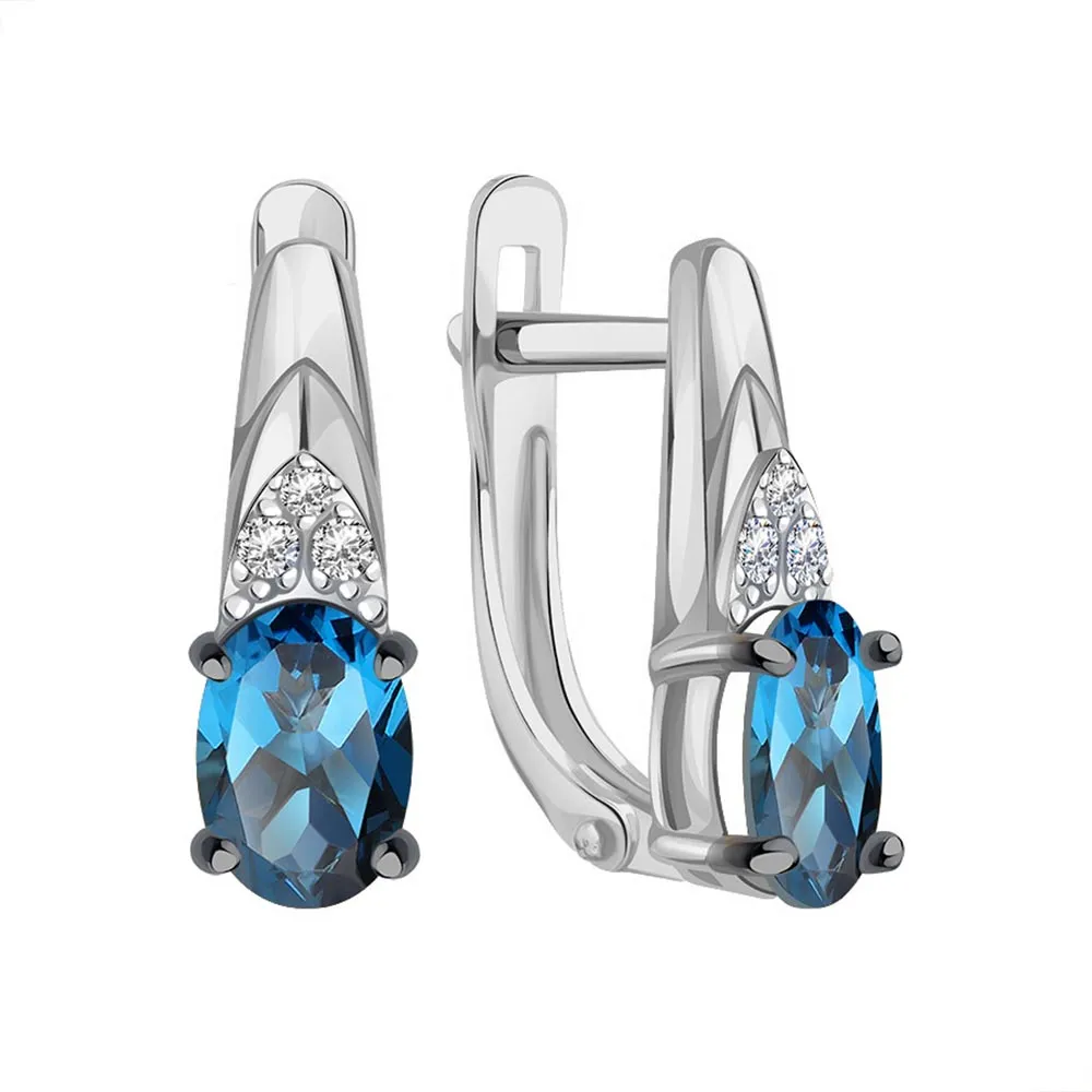 Cercei din aur alb cu Cubic Zirconia Incolor, Topaz London