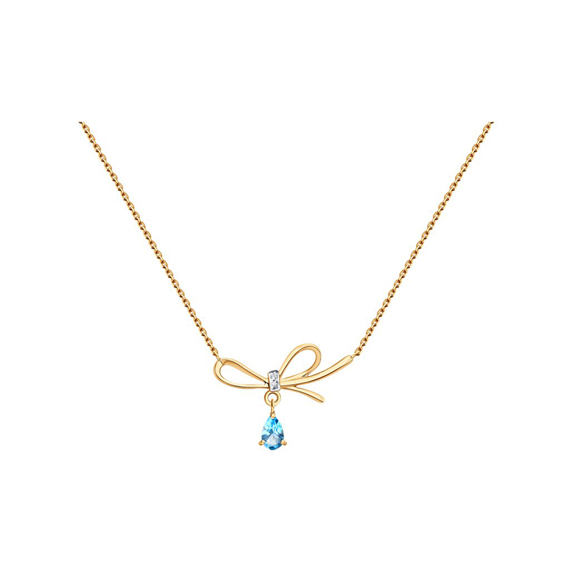 Colier din aur roșu cu pietre Diamant, Topaz Swiss