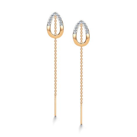 Cercei Lanț din aur roșu cu pietre Diamant