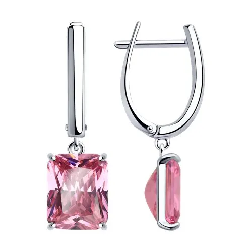 Cercei Suspendați din argint cu Cubic Zirconia Roz