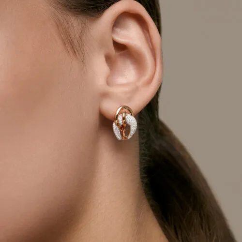 Cercei din aur roșu cu Cubic Zirconia Incolor