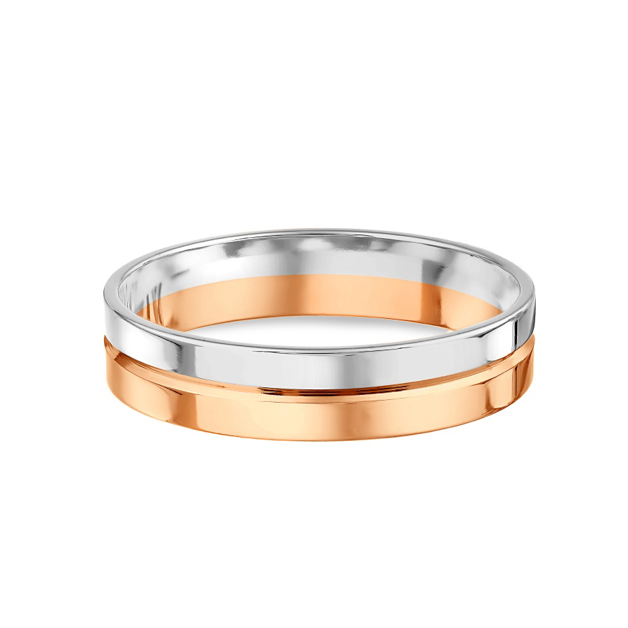 Обручальное кольцо из белого и красного золота без камней