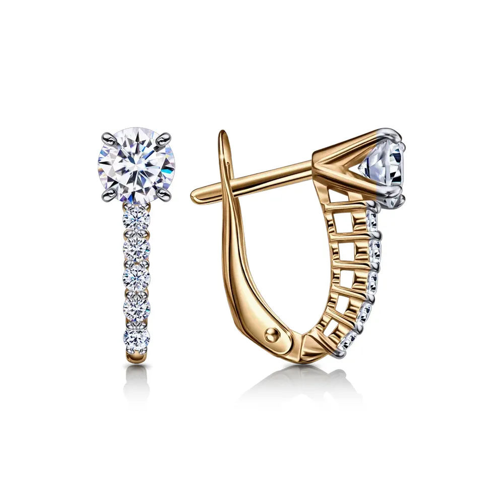 Cercei din aur roșu cu Cubic Zirconia Incolor