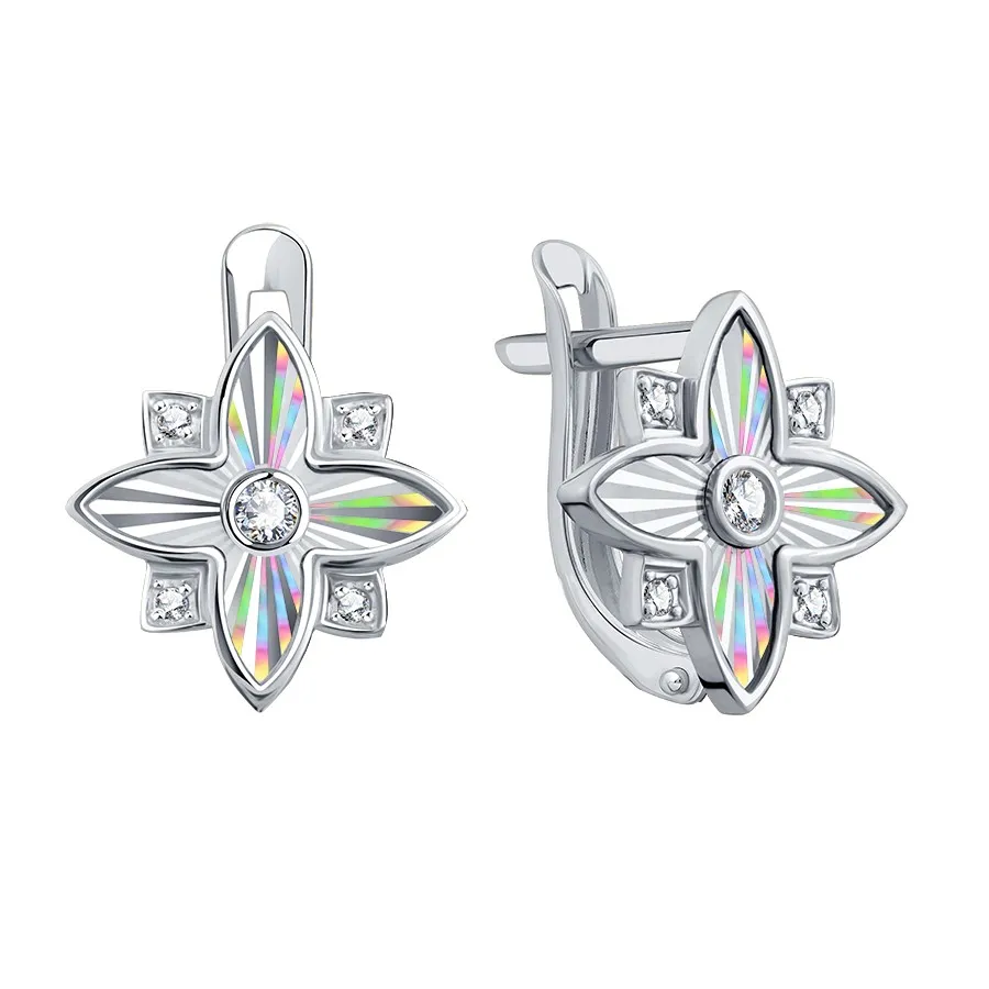 Cercei din aur alb cu Cubic Zirconia Incolor