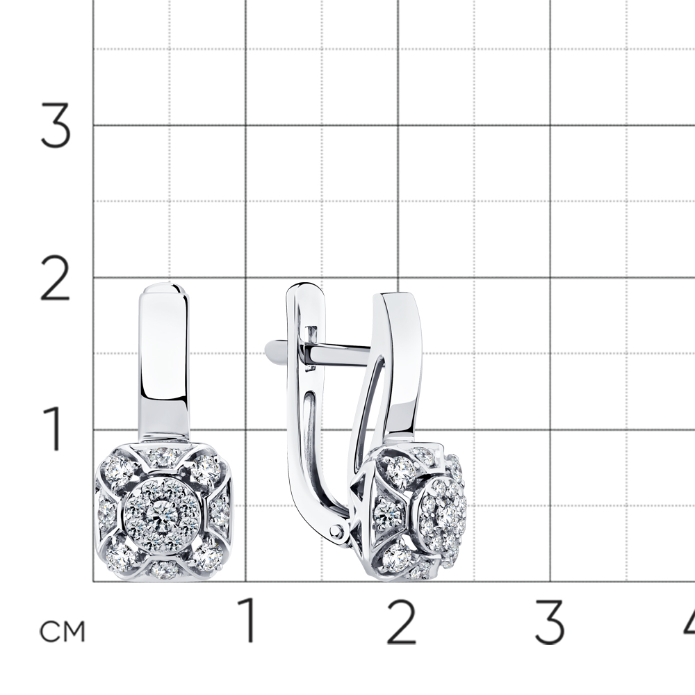 Cercei din aur alb cu pietre Diamant