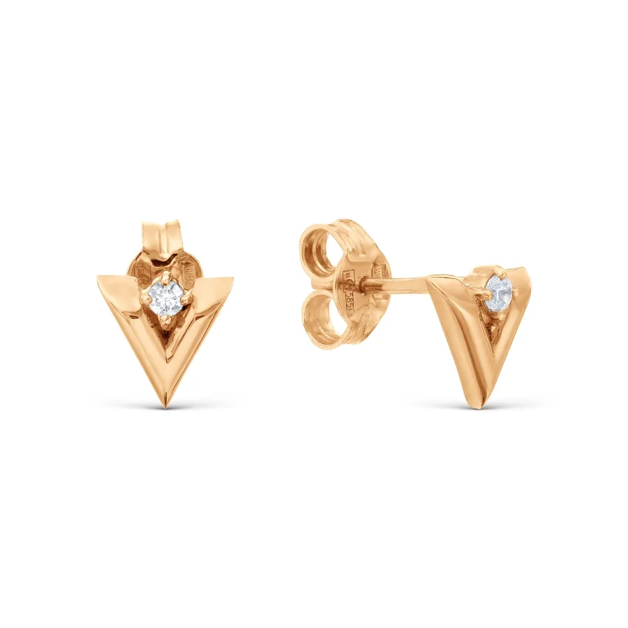 Cercei Pusete din aur roșu cu Cubic Zirconia Incolor