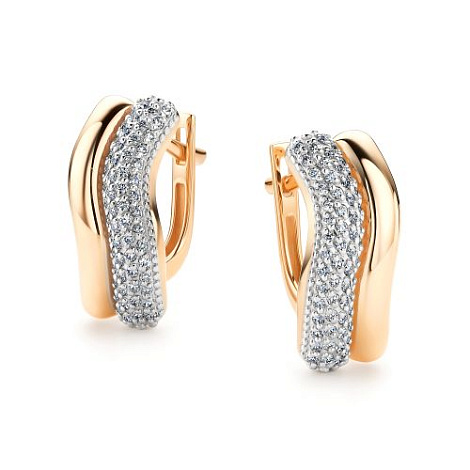 Серьги из красного золота с камнями Бриллиант