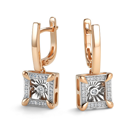 Cercei Suspendați din aur roșu cu pietre Diamant