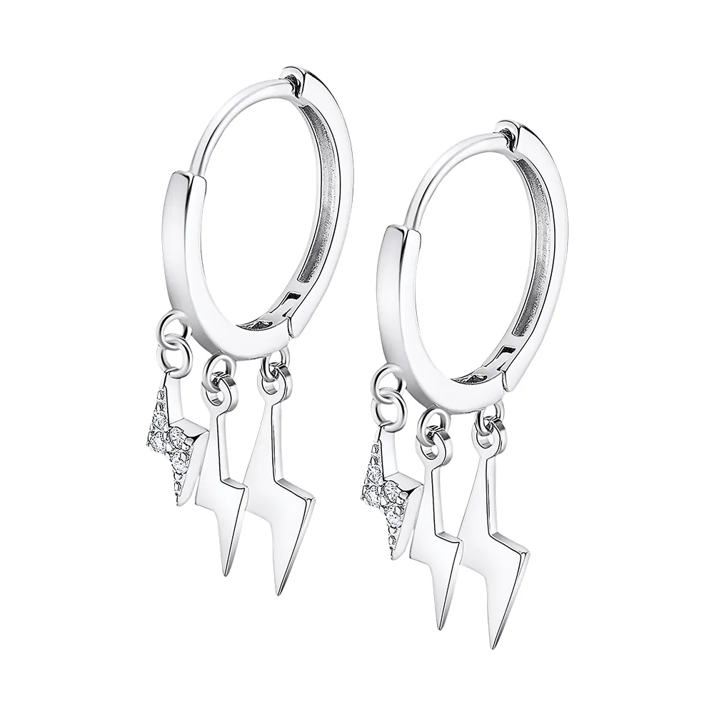 Cercei Creole din argint cu Cubic Zirconia Incolor