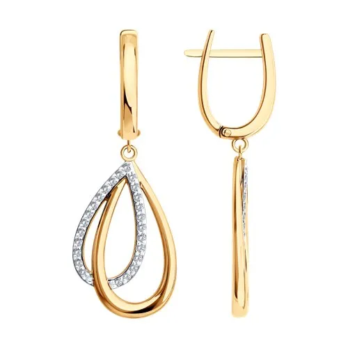 Cercei Suspendați din aur roșu cu Cubic Zirconia Incolor