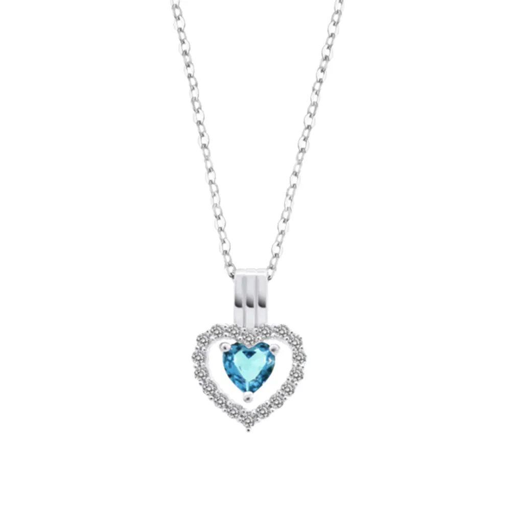 Colier din argint cu Cubic Zirconia Incolor, Cubic Zirconia Albastru