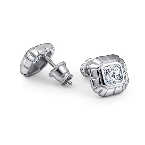 Серьги Пусеты из серебра с камнями Фианит