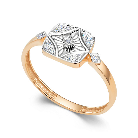 Кольцо из красного золота с камнями Бриллиант