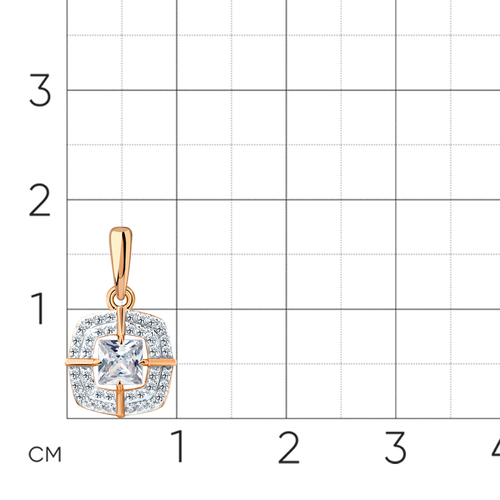 Pandantiv din aur roșu cu pietre Cubic Zirconia Incolor