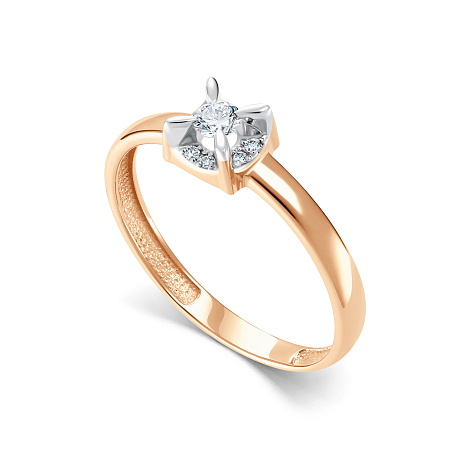 Кольцо из красного золота с камнями Бриллиант